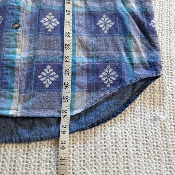 VTG CM Company Denim Long Sleeve Plaid Flannel Shirt Button Down Women's Medium - Picture 6 of 9